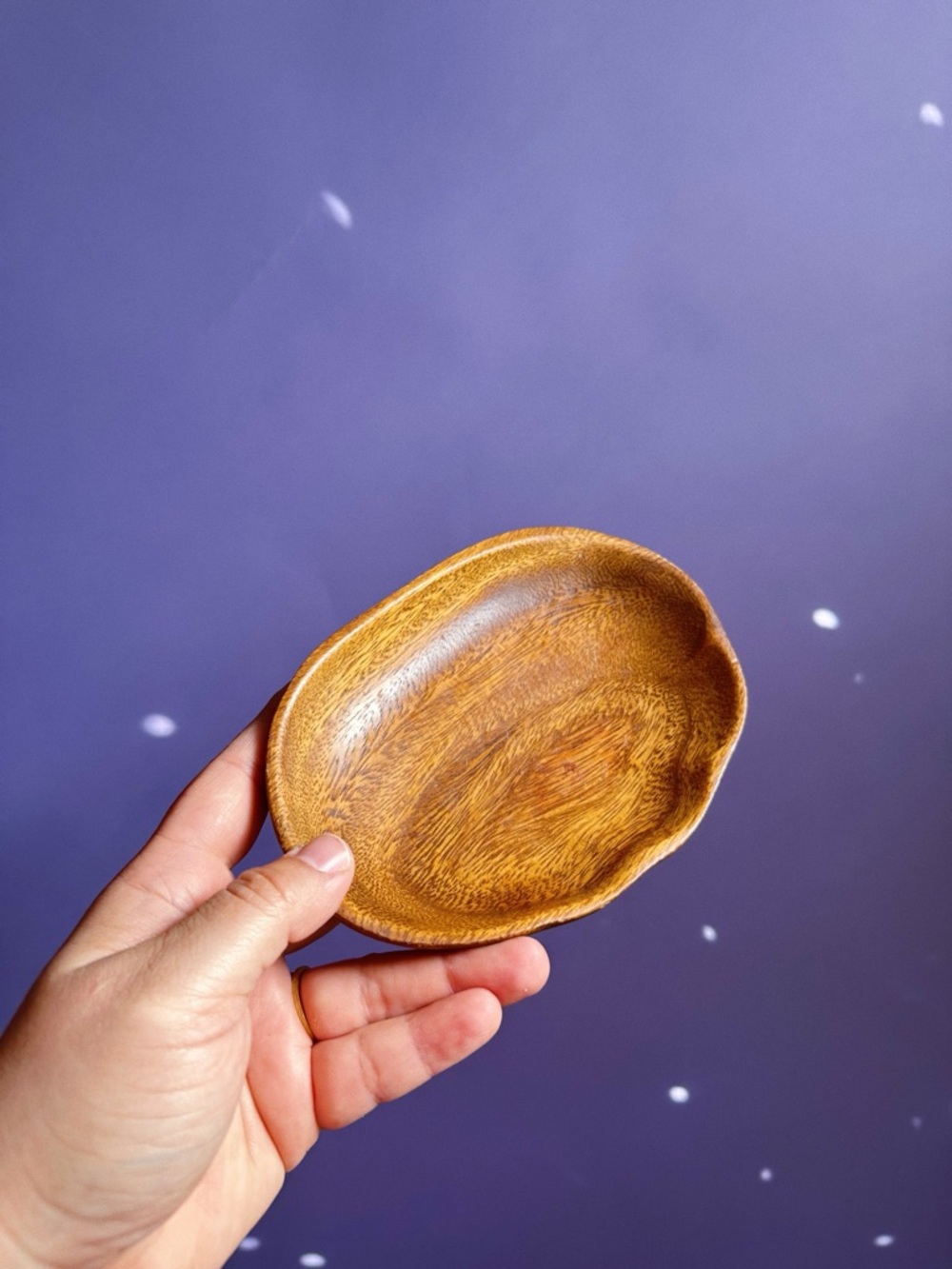 Handheld Carved Vintage Monkey Pod Wooden Throw Dish
